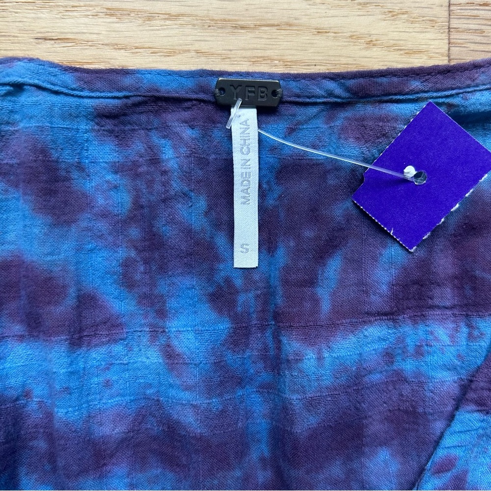 Young Fabulous & Broke Mini Dress Blue Purple Tie Dye Oversize Relaxed Fit NWOT - Picture 4 of 5